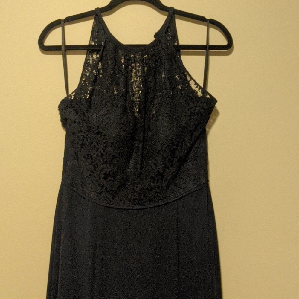 Navy lace/chiffon dress